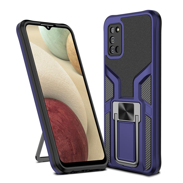 For Samsung Galaxy A02s 164mm Armor 2 in 1 Magnetic Shockproof Phone Case with Foldable Holder