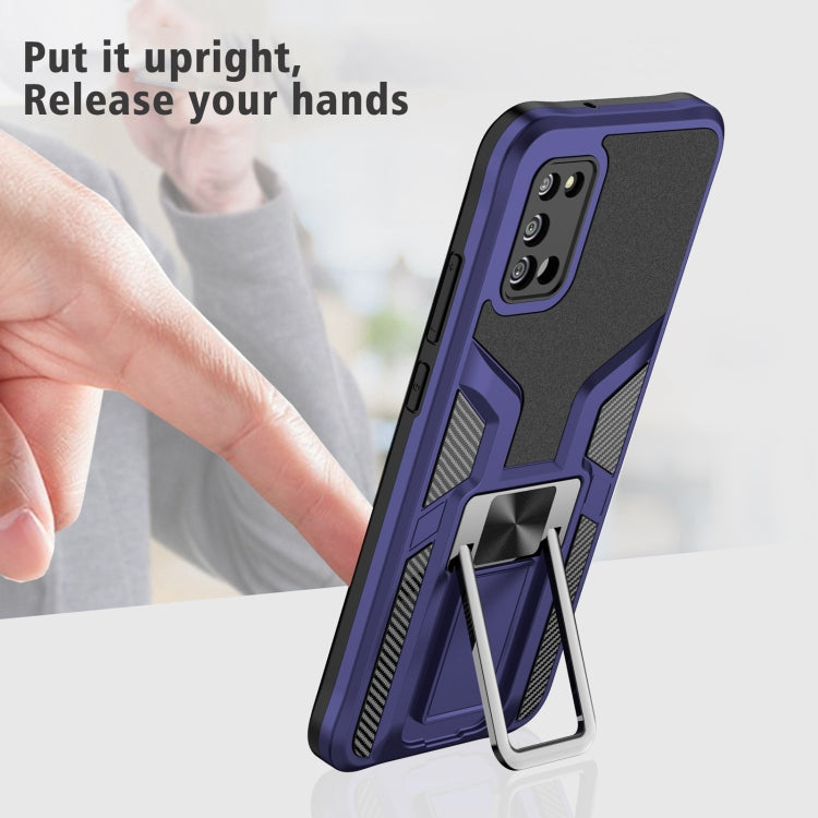 For Samsung Galaxy A02s 164mm Armor 2 in 1 Magnetic Shockproof Phone Case with Foldable Holder