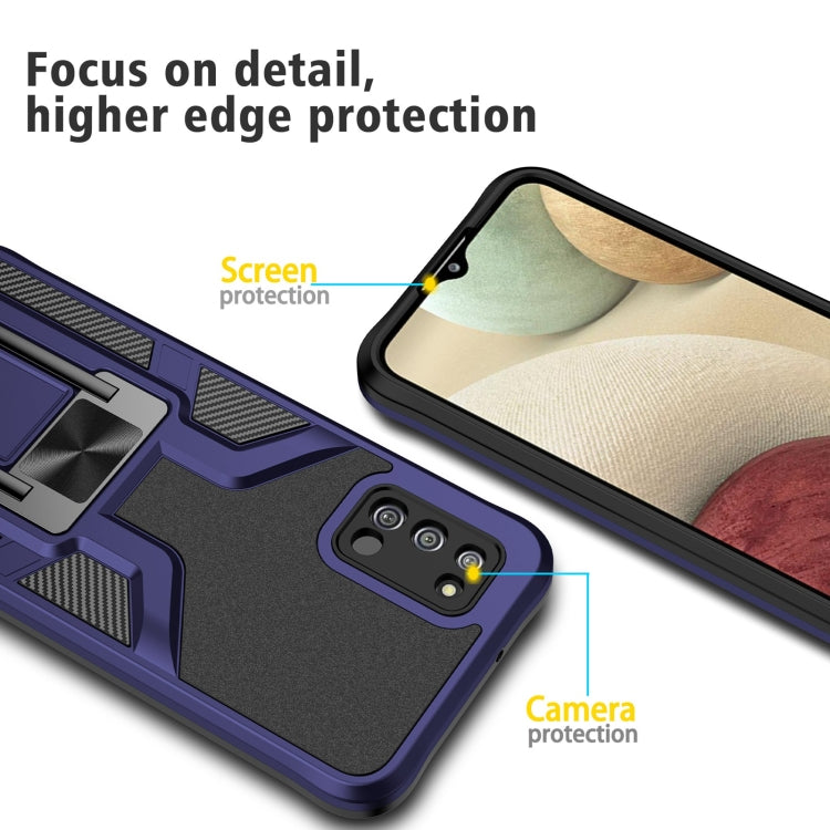 For Samsung Galaxy A02s 164mm Armor 2 in 1 Magnetic Shockproof Phone Case with Foldable Holder