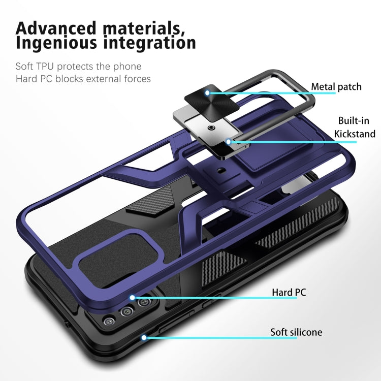 For Samsung Galaxy A02s 164mm Armor 2 in 1 Magnetic Shockproof Phone Case with Foldable Holder