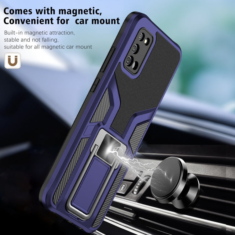 For Samsung Galaxy A02s 164mm Armor 2 in 1 Magnetic Shockproof Phone Case with Foldable Holder