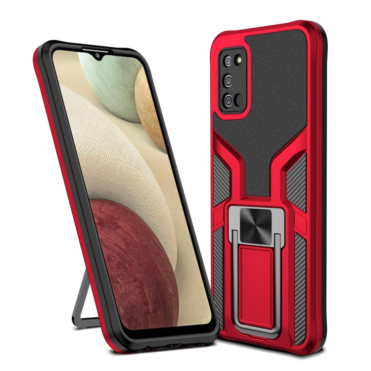For Samsung Galaxy A02s 164mm Armor 2 in 1 Magnetic Shockproof Phone Case with Foldable Holder