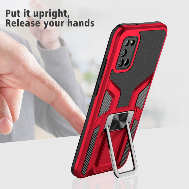 For Samsung Galaxy A02s 164mm Armor 2 in 1 Magnetic Shockproof Phone Case with Foldable Holder