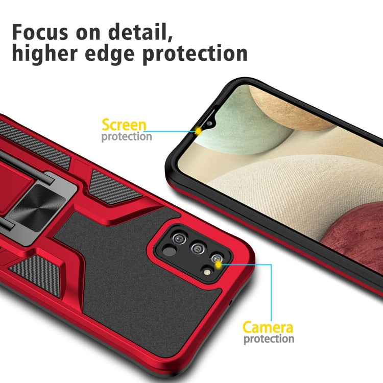 For Samsung Galaxy A02s 164mm Armor 2 in 1 Magnetic Shockproof Phone Case with Foldable Holder
