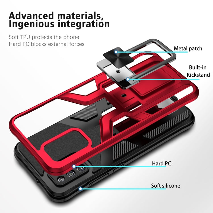 For Samsung Galaxy A02s 164mm Armor 2 in 1 Magnetic Shockproof Phone Case with Foldable Holder