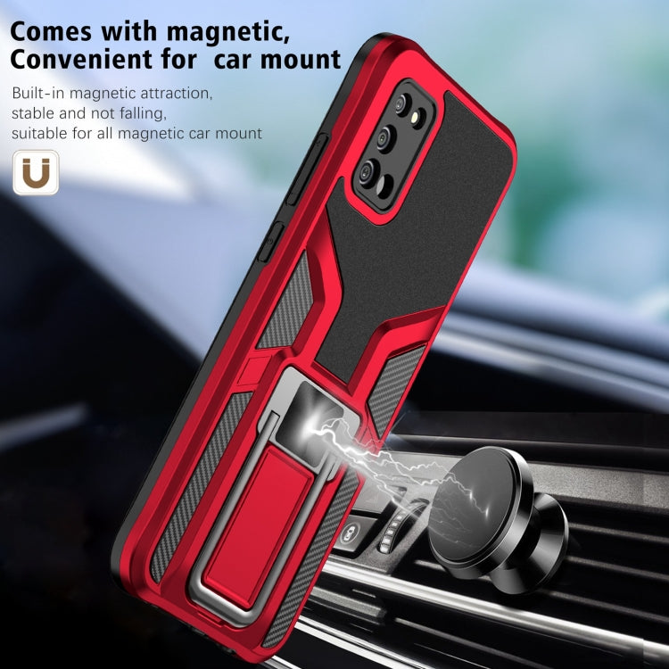For Samsung Galaxy A02s 164mm Armor 2 in 1 Magnetic Shockproof Phone Case with Foldable Holder
