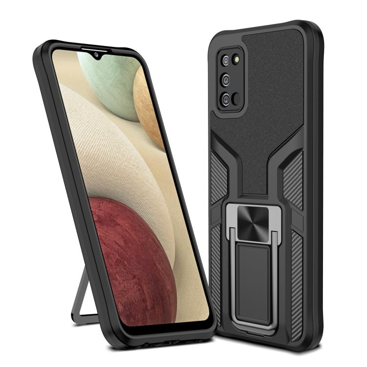 For Samsung Galaxy A02s 164mm Armor 2 in 1 Magnetic Shockproof Phone Case with Foldable Holder