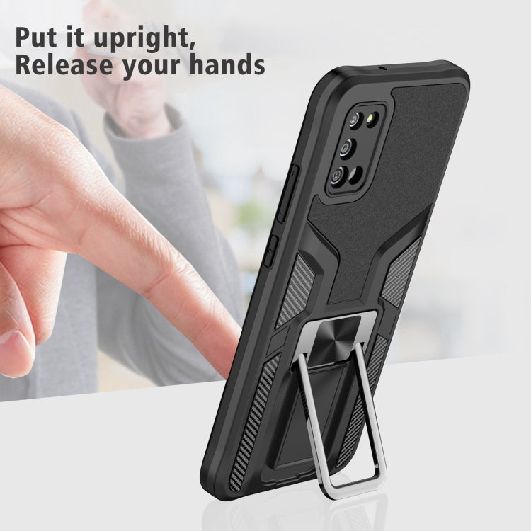 For Samsung Galaxy A02s 164mm Armor 2 in 1 Magnetic Shockproof Phone Case with Foldable Holder
