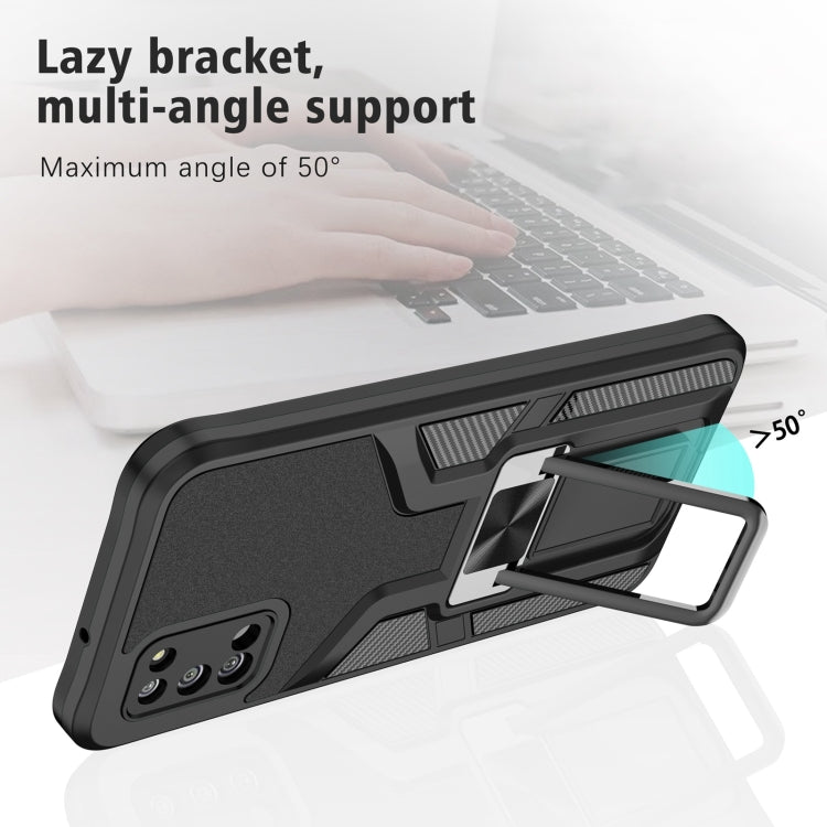 For Samsung Galaxy A02s 164mm Armor 2 in 1 Magnetic Shockproof Phone Case with Foldable Holder
