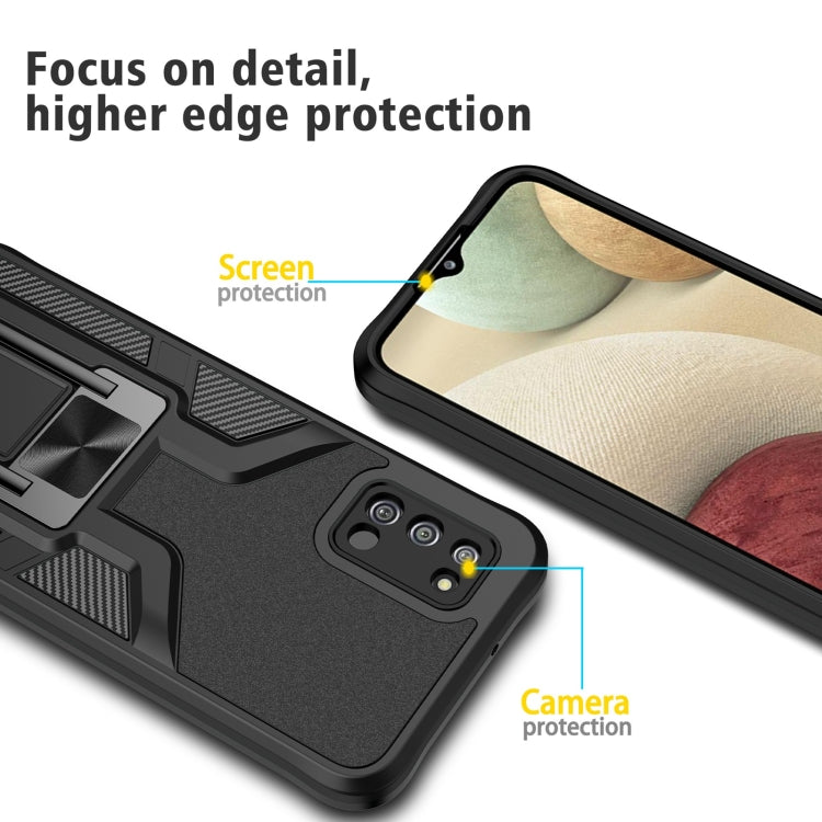 For Samsung Galaxy A02s 164mm Armor 2 in 1 Magnetic Shockproof Phone Case with Foldable Holder
