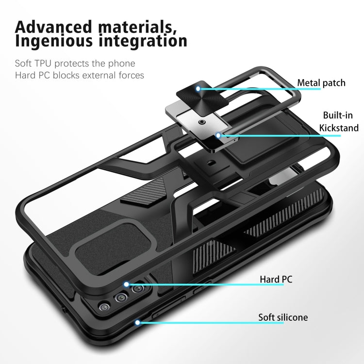 For Samsung Galaxy A02s 164mm Armor 2 in 1 Magnetic Shockproof Phone Case with Foldable Holder