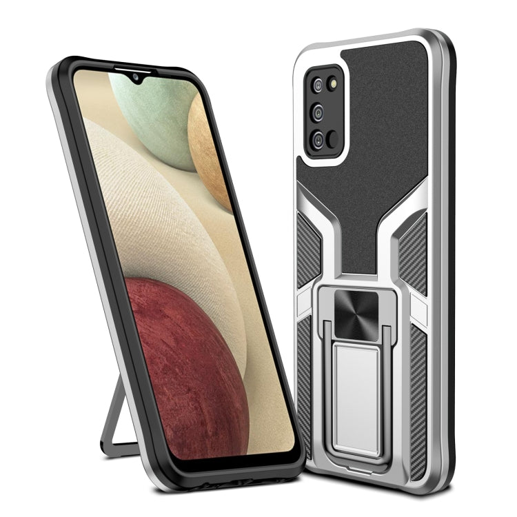 For Samsung Galaxy A02s 164mm Armor 2 in 1 Magnetic Shockproof Phone Case with Foldable Holder