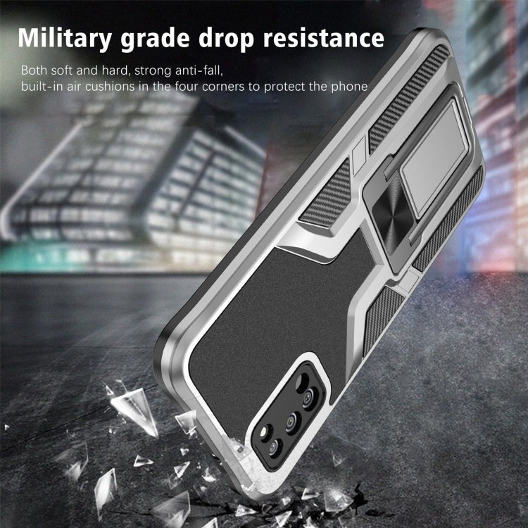 For Samsung Galaxy A02s 164mm Armor 2 in 1 Magnetic Shockproof Phone Case with Foldable Holder