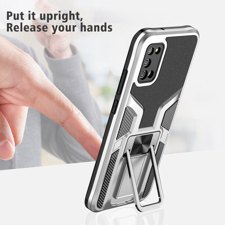 For Samsung Galaxy A02s 164mm Armor 2 in 1 Magnetic Shockproof Phone Case with Foldable Holder