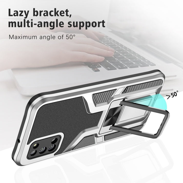 For Samsung Galaxy A02s 164mm Armor 2 in 1 Magnetic Shockproof Phone Case with Foldable Holder
