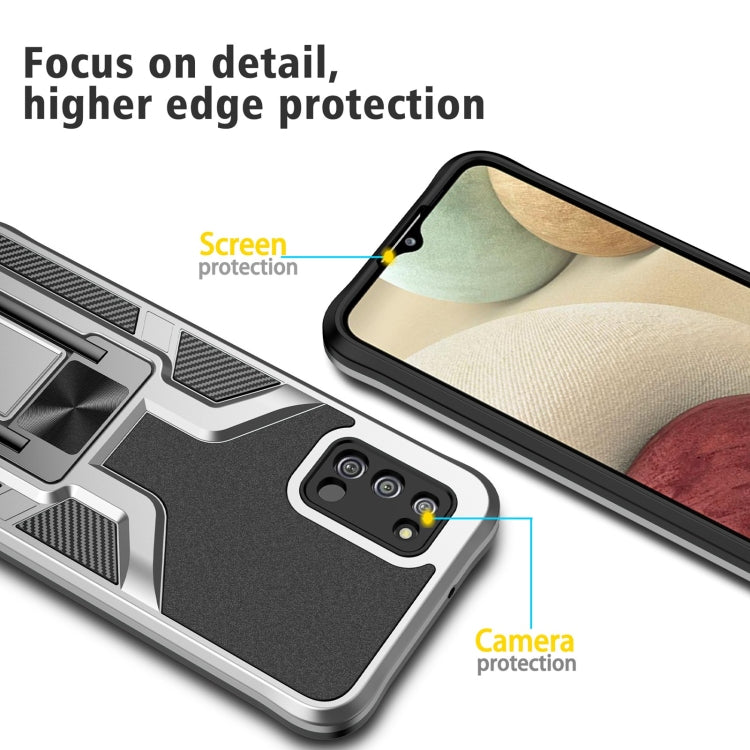 For Samsung Galaxy A02s 164mm Armor 2 in 1 Magnetic Shockproof Phone Case with Foldable Holder