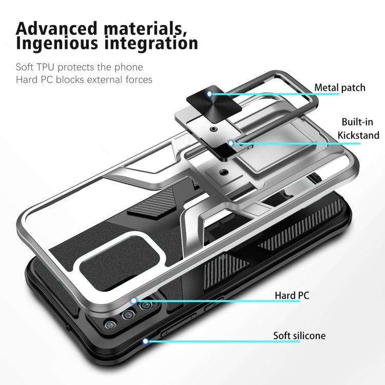 For Samsung Galaxy A02s 164mm Armor 2 in 1 Magnetic Shockproof Phone Case with Foldable Holder
