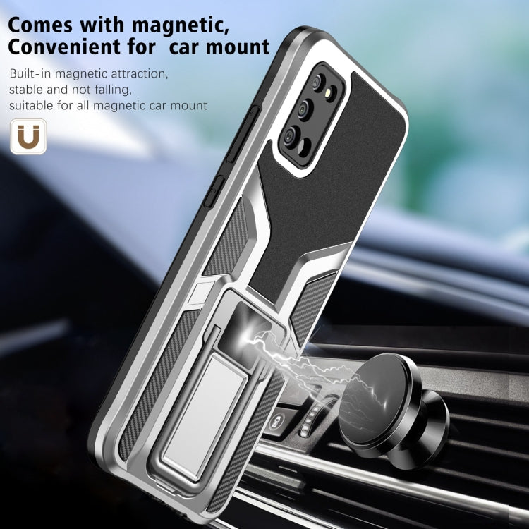 For Samsung Galaxy A02s 164mm Armor 2 in 1 Magnetic Shockproof Phone Case with Foldable Holder