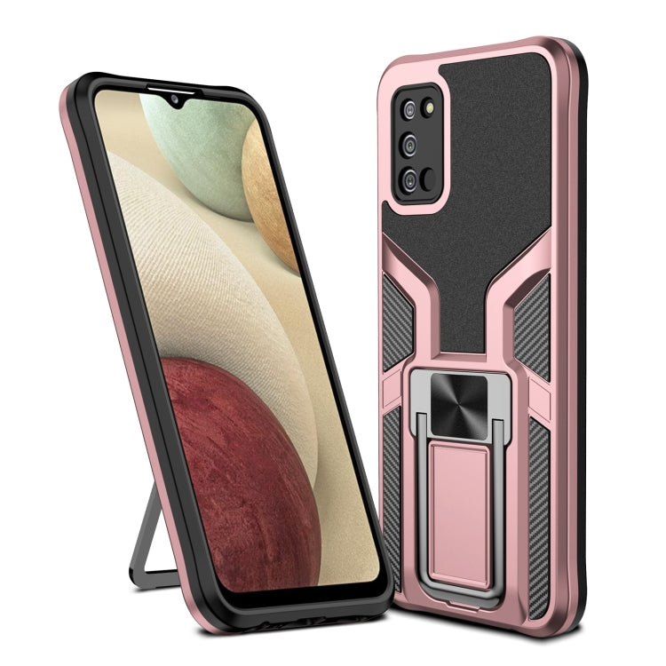 For Samsung Galaxy A02s 164mm Armor 2 in 1 Magnetic Shockproof Phone Case with Foldable Holder
