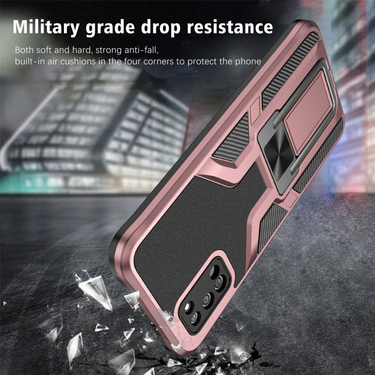 For Samsung Galaxy A02s 164mm Armor 2 in 1 Magnetic Shockproof Phone Case with Foldable Holder