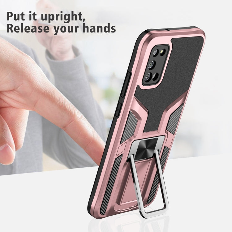 For Samsung Galaxy A02s 164mm Armor 2 in 1 Magnetic Shockproof Phone Case with Foldable Holder