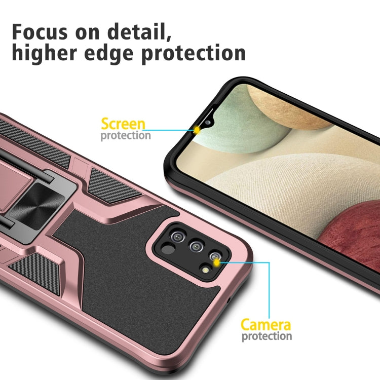 For Samsung Galaxy A02s 164mm Armor 2 in 1 Magnetic Shockproof Phone Case with Foldable Holder