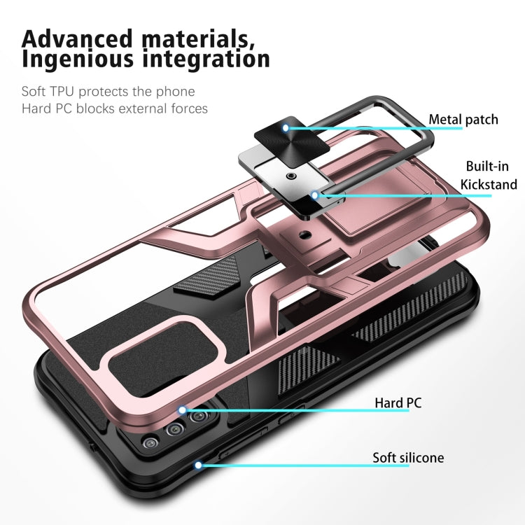 For Samsung Galaxy A02s 164mm Armor 2 in 1 Magnetic Shockproof Phone Case with Foldable Holder