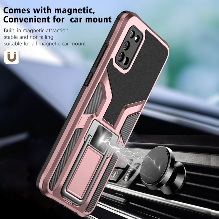 For Samsung Galaxy A02s 164mm Armor 2 in 1 Magnetic Shockproof Phone Case with Foldable Holder