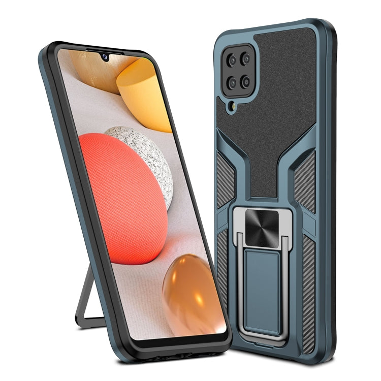 For Samsung Galaxy A12 Armor 2 in 1 Magnetic Shockproof Phone Case with Foldable Holder