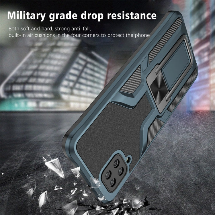 For Samsung Galaxy A12 Armor 2 in 1 Magnetic Shockproof Phone Case with Foldable Holder