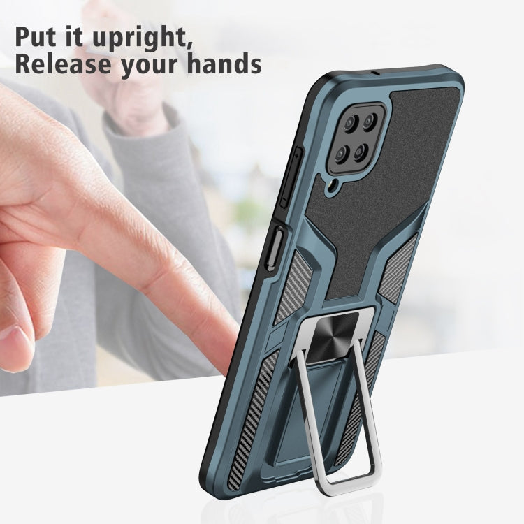 For Samsung Galaxy A12 Armor 2 in 1 Magnetic Shockproof Phone Case with Foldable Holder