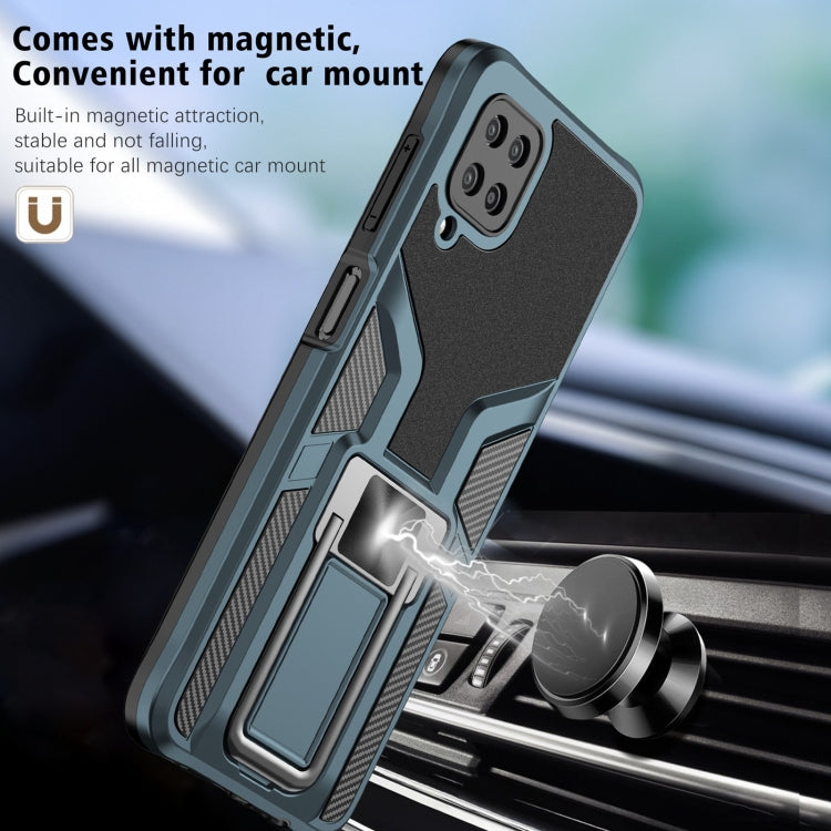 For Samsung Galaxy A12 Armor 2 in 1 Magnetic Shockproof Phone Case with Foldable Holder