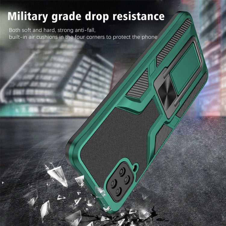 For Samsung Galaxy A12 Armor 2 in 1 Magnetic Shockproof Phone Case with Foldable Holder