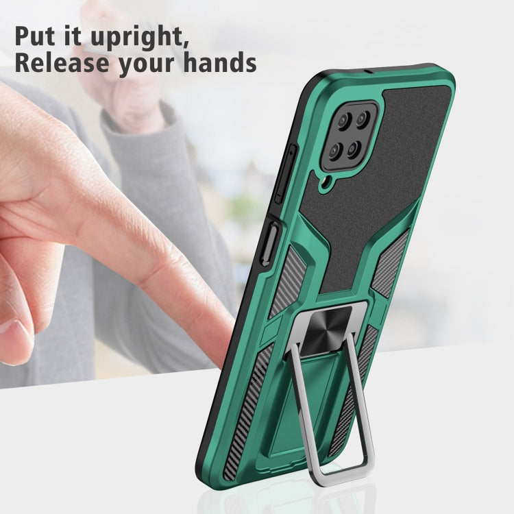 For Samsung Galaxy A12 Armor 2 in 1 Magnetic Shockproof Phone Case with Foldable Holder