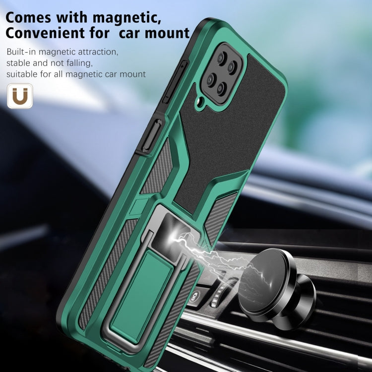 For Samsung Galaxy A12 Armor 2 in 1 Magnetic Shockproof Phone Case with Foldable Holder