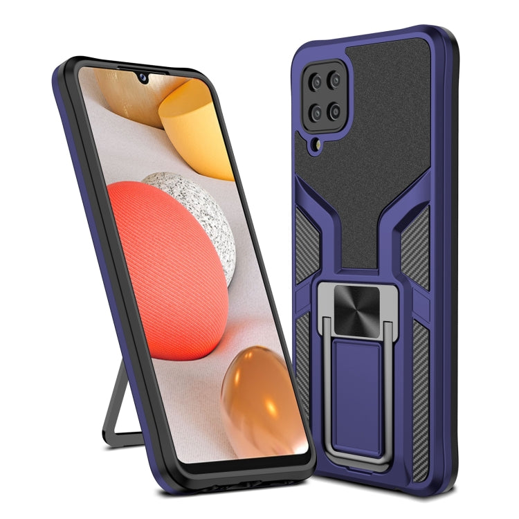 For Samsung Galaxy A12 Armor 2 in 1 Magnetic Shockproof Phone Case with Foldable Holder