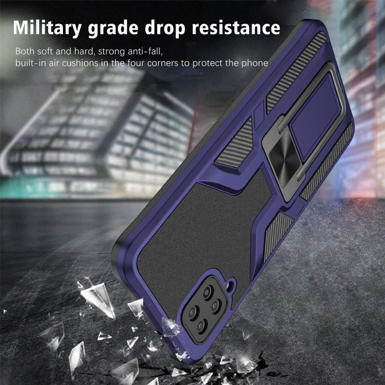 For Samsung Galaxy A12 Armor 2 in 1 Magnetic Shockproof Phone Case with Foldable Holder