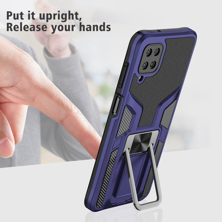 For Samsung Galaxy A12 Armor 2 in 1 Magnetic Shockproof Phone Case with Foldable Holder