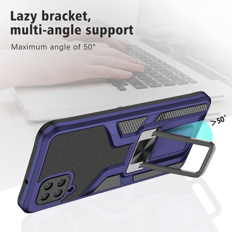 For Samsung Galaxy A12 Armor 2 in 1 Magnetic Shockproof Phone Case with Foldable Holder