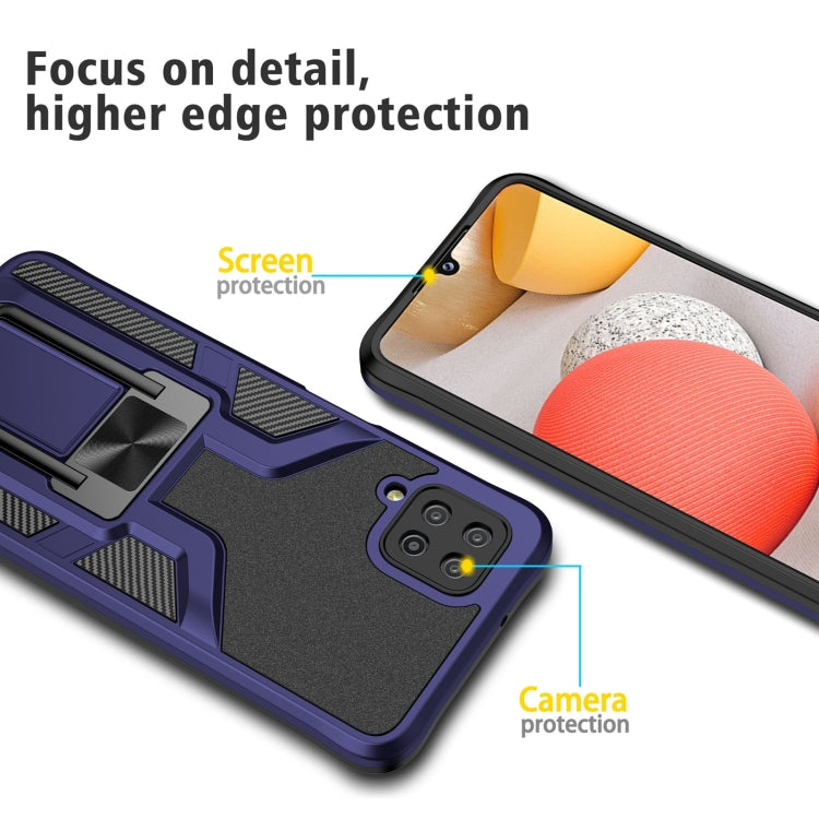 For Samsung Galaxy A12 Armor 2 in 1 Magnetic Shockproof Phone Case with Foldable Holder