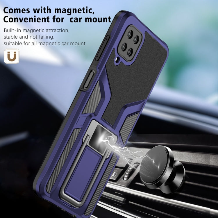For Samsung Galaxy A12 Armor 2 in 1 Magnetic Shockproof Phone Case with Foldable Holder