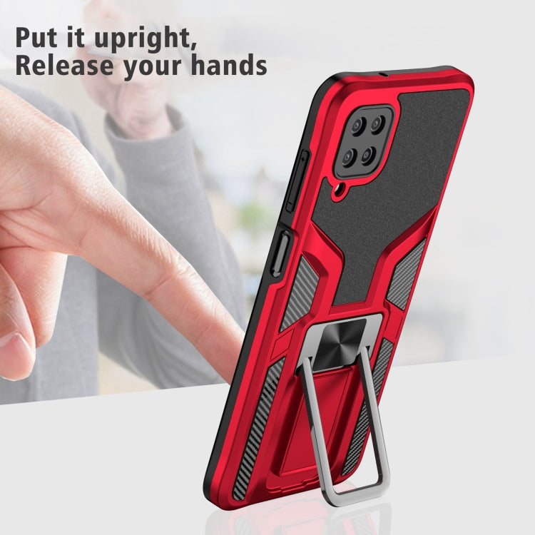 For Samsung Galaxy A12 Armor 2 in 1 Magnetic Shockproof Phone Case with Foldable Holder