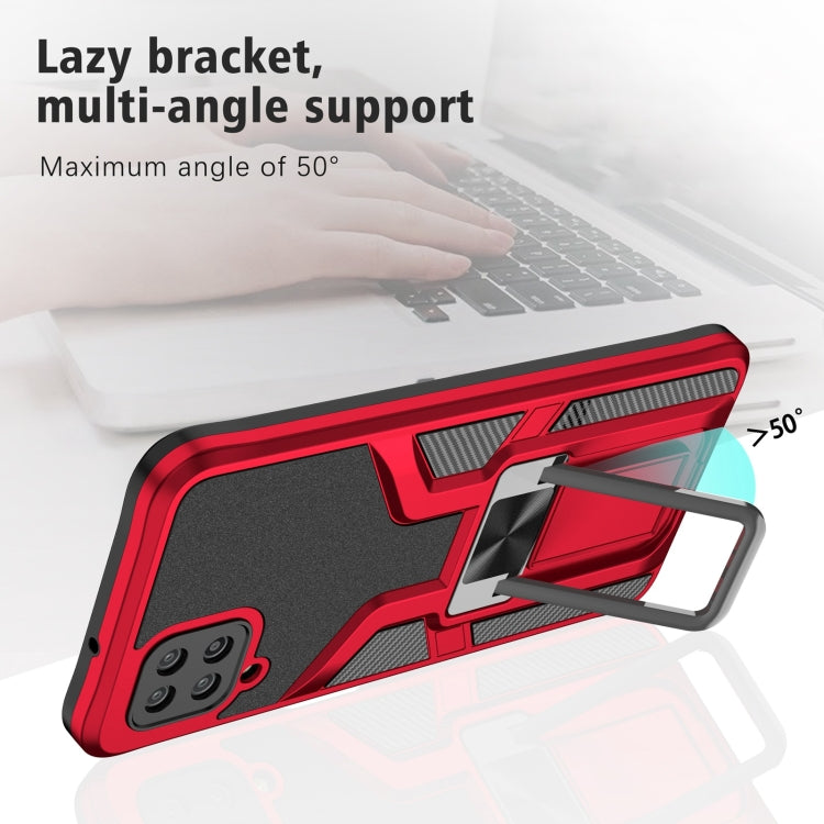 For Samsung Galaxy A12 Armor 2 in 1 Magnetic Shockproof Phone Case with Foldable Holder