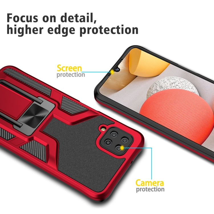 For Samsung Galaxy A12 Armor 2 in 1 Magnetic Shockproof Phone Case with Foldable Holder