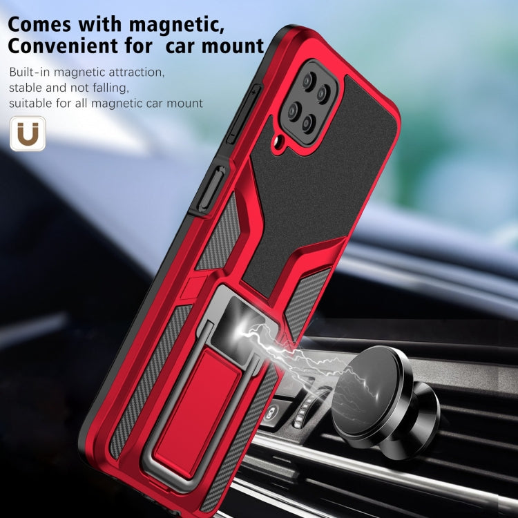 For Samsung Galaxy A12 Armor 2 in 1 Magnetic Shockproof Phone Case with Foldable Holder