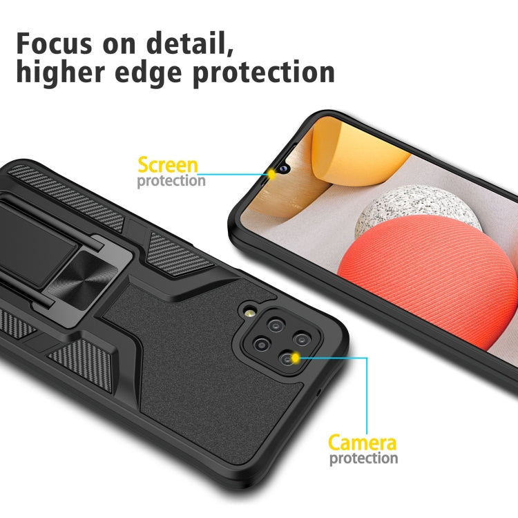 For Samsung Galaxy A12 Armor 2 in 1 Magnetic Shockproof Phone Case with Foldable Holder