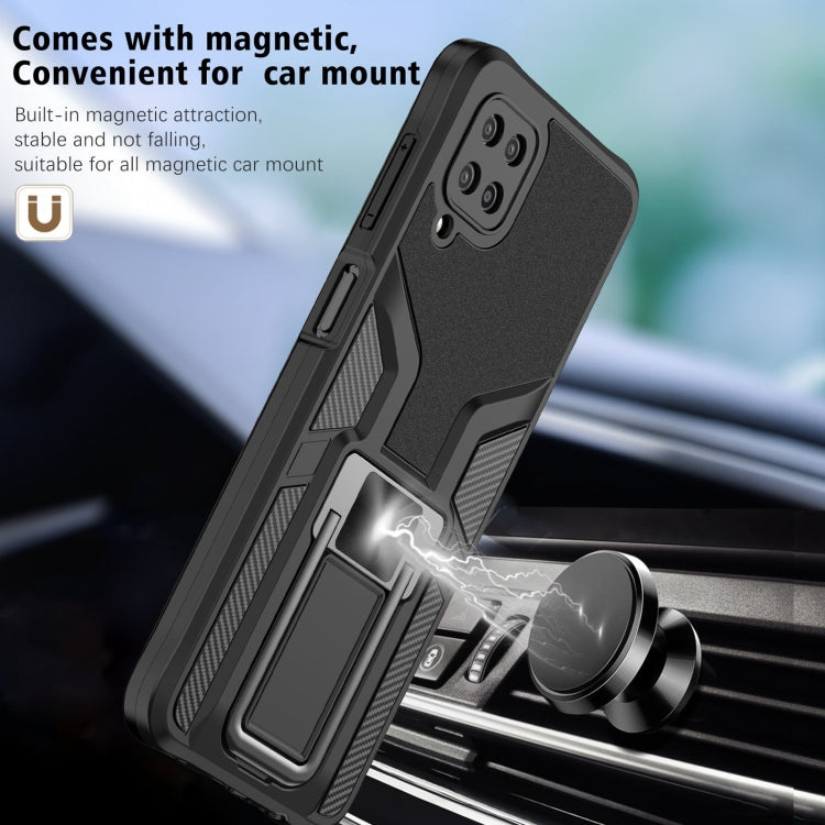 For Samsung Galaxy A12 Armor 2 in 1 Magnetic Shockproof Phone Case with Foldable Holder