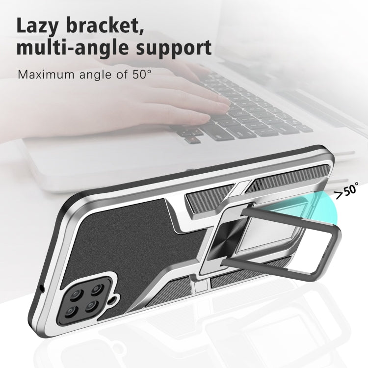 For Samsung Galaxy A12 Armor 2 in 1 Magnetic Shockproof Phone Case with Foldable Holder