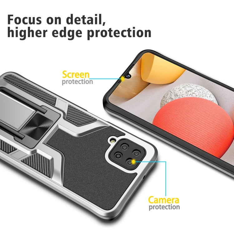 For Samsung Galaxy A12 Armor 2 in 1 Magnetic Shockproof Phone Case with Foldable Holder