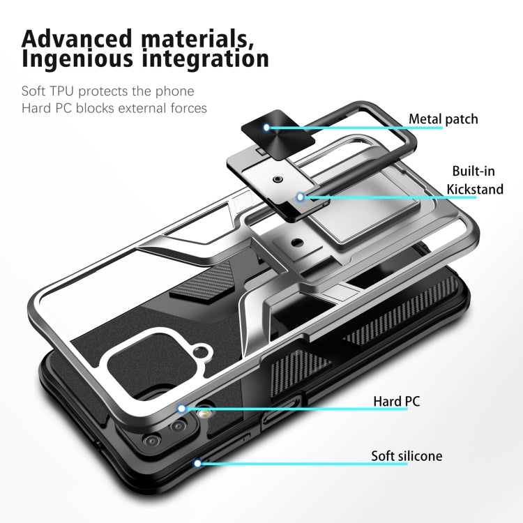 For Samsung Galaxy A12 Armor 2 in 1 Magnetic Shockproof Phone Case with Foldable Holder